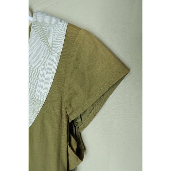 Skunkfunk Sheath Dress Asymmetrical Olive Green Organic Cotton Womens Size 4 - Picture 8 of 10
